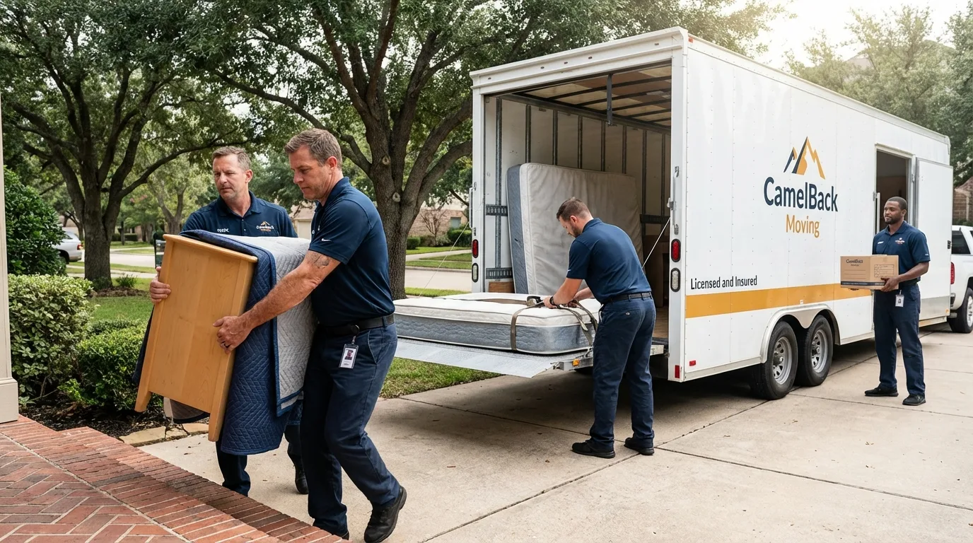 Crew loading residential truck for cross-state move from Montesano, WA