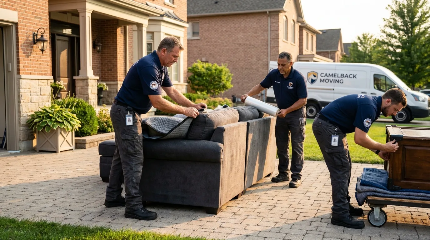 Large estate moving crew wrapping furniture in Montesano, WA
