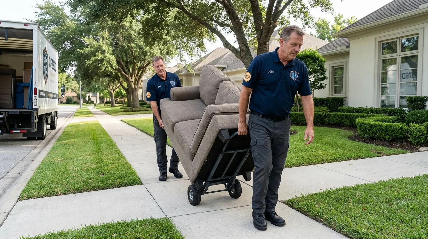 Local residential moving crew loading furniture in Montesano, WA